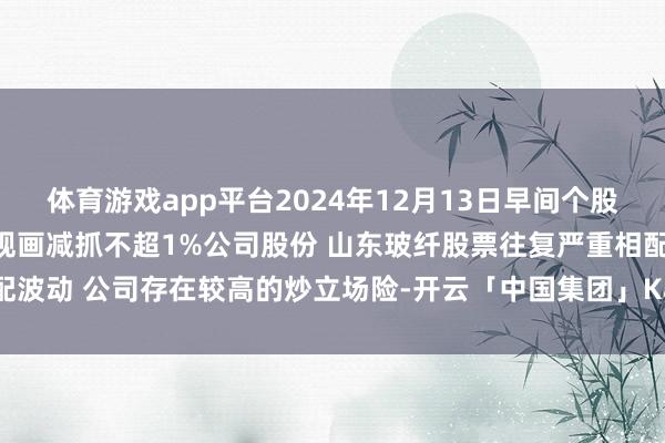 体育游戏app平台2024年12月13日早间个股预警：壹网壹创推动张帆规画减抓不超1%公司股份 山东玻纤股票往复严重相配波动 公司存在较高的炒立场险-开云「中国集团」Kaiyun·官方网站-登录入口